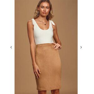 Superpower Tan Suede Pencil Skirt